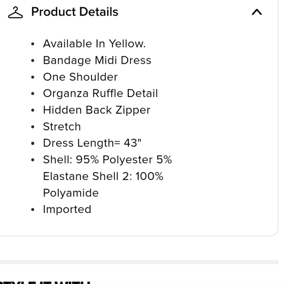 Elegant Yellow One-Shoulder Dress - Picture 5 of 5